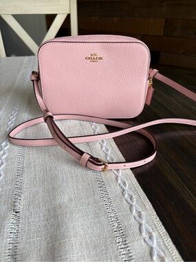 Coach Mini Camera Bag Pink Pebbled Leather Crossbody Bag